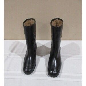 Vtg. 1960's Black Rain Boots Lined Women's 9 Made in USA Very Good Cond.
